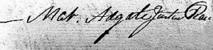 Signature of Matthew Adgate (1737–1818), 1770s